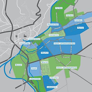 Karte Glasfaser-Ausbau Innenstadt Neu-Ulm