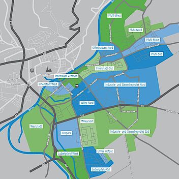 Karte Glasfaser-Ausbau Innenstadt Neu-Ulm Karte Glasfaser-Ausbau Innenstadt Neu-Ulm