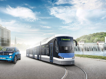 Download Pressebild: Begrüßung der neuen Straßenbahn Avenio M