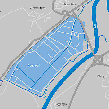 Glasfaser-Ausbaugebiet im Industriegebiet Donautal Ulm Bild Glasfaser-Ausbaugebiet im Industriegebiet Donautal Ulm
