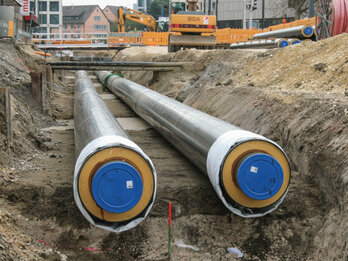 Download Pressebild: Fernwärmeleitung Memminger Straße dauert bis Mitte November. Stadtwerke erweitern das Fernwärmenetz
