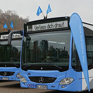 Download Pressebild: Hybridbusse fahren im Ulmer Nahverkehr